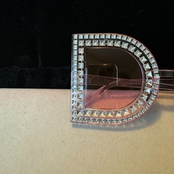 Sunglasses D & G Designer Style Pink Lenses Clear Frame Trendy Womens Accessory - Picture 11 of 13